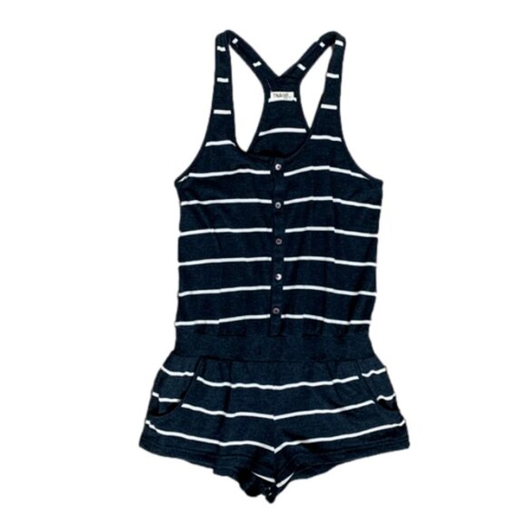 Aritzia Pants - Aritzia TNA Striped Romper Playsuit Navy Blue Sleeveless Racerback Size XS